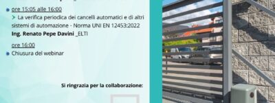 Cancelli Automatici UNI EN 12453:2022 – WEBINAR 29 OTTOBRE 2026