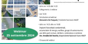 Impianti Fotovoltaici Condominiali – Webinar 25 Settembre 2024