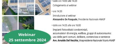 Impianti Fotovoltaici Condominiali – Webinar 25 Settembre 2024