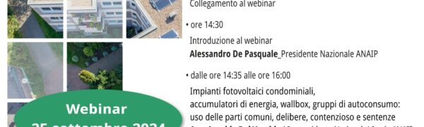 Impianti Fotovoltaici Condominiali – Webinar 25 Settembre 2024